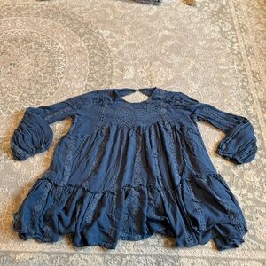 Free People Boho Lace Navy top Size Medium